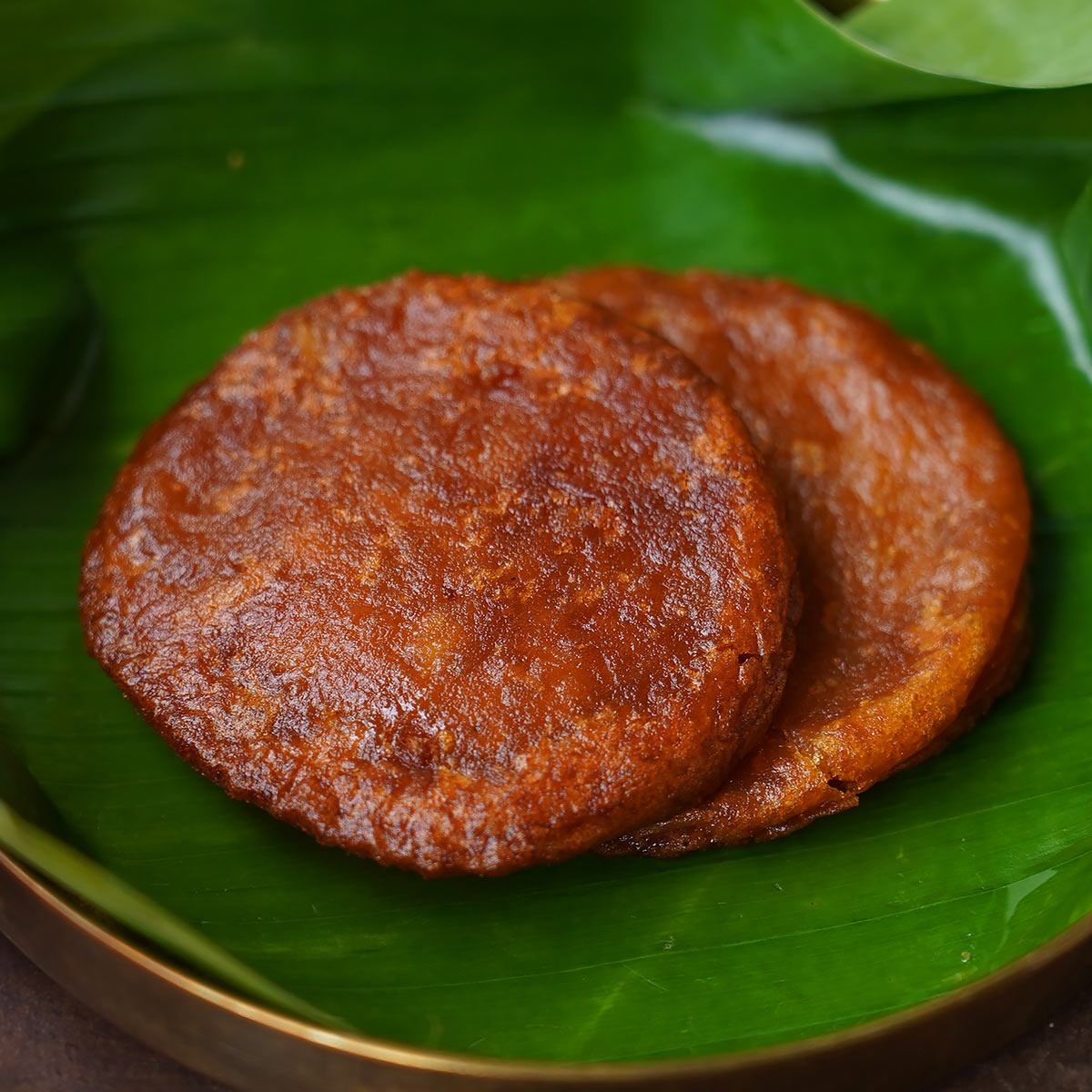 Authentic South Indian Athirasam on Fresh Banana Leaf