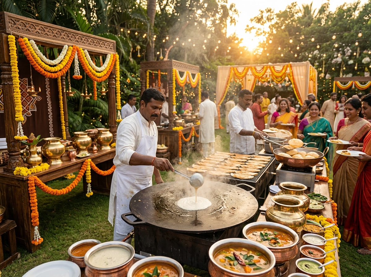 Outdoor Lawn and Farmhouse Live Dosa Catering